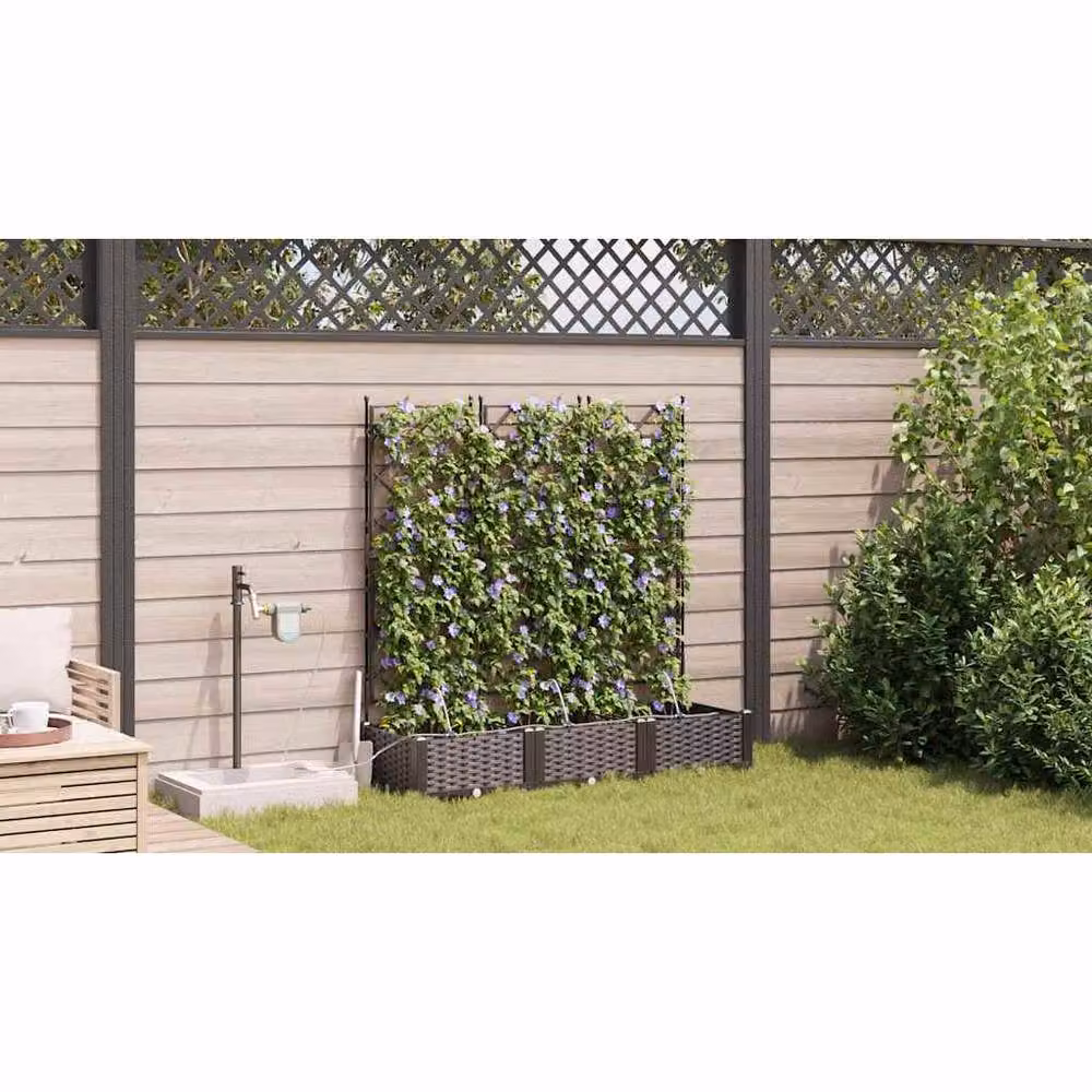 Berkfield Home Garden Planters with Water Irrigation System, 3 Piece Set, Brown – 3