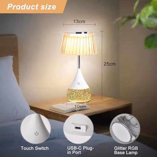 Harper Living RGB LED Table Lamp with Touch Control, Dimmable Colour Changing Mood Light in White and Chrome – 2