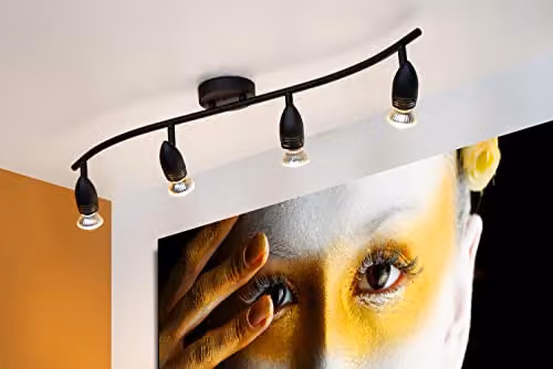 Lucide Caro Dimmable and Adjustable Metal Ceiling Spotlight Bar in Black with 4xGU10 LED Lamps – 2