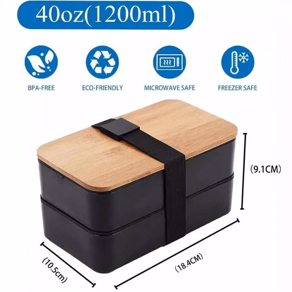 FLAVORA Black Leakproof Picnic Food Storage Lunch Bag with Bamboo Details – 2