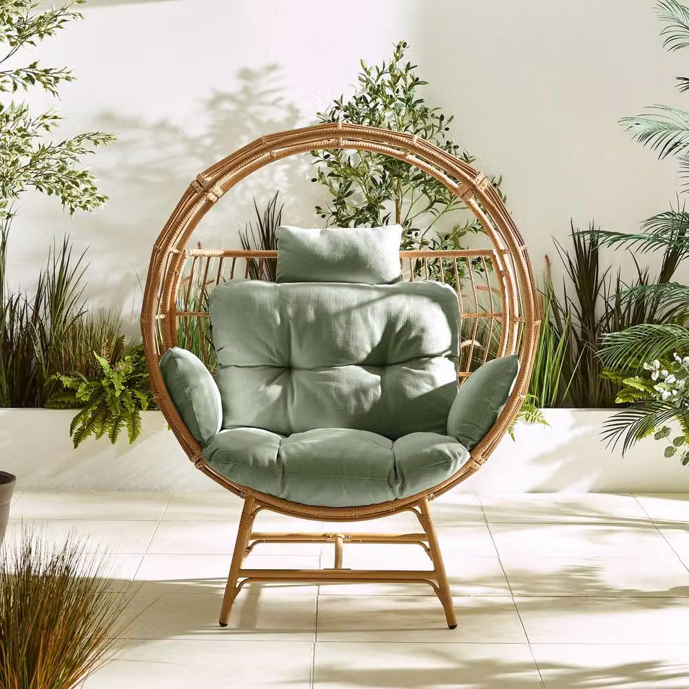 FurnitureboxUK Boca Rattan Cocoon Garden Egg Chair in Green – 2