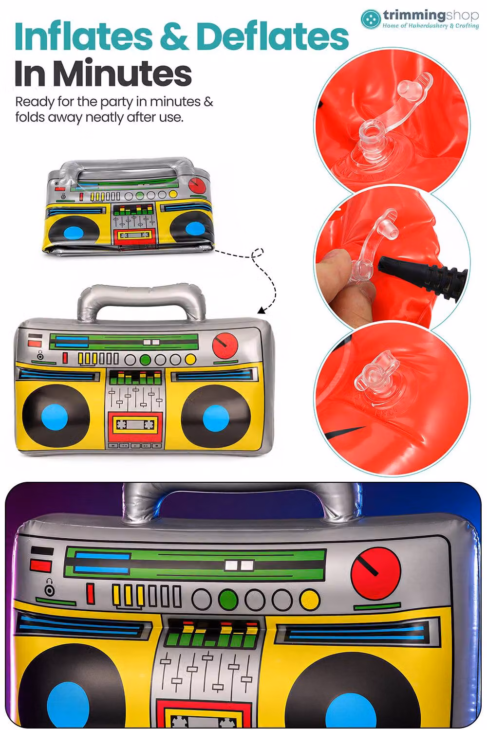 Neel Blue Inflatable Retro Boom Box Blow Up Radio Prop in Multicolour – 5