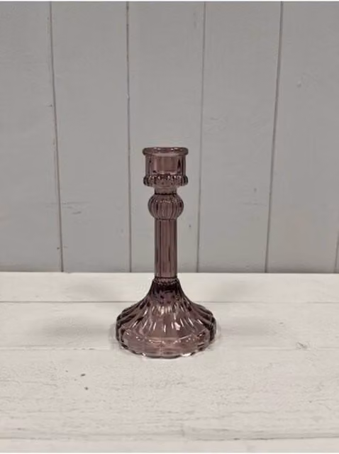 KDMD Amethyst Medium Decorative Glass Taper Candle Holder in Purple, W/D/H: 8.0 x 8.0 x 15.0 cm