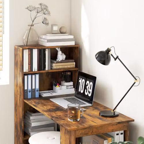 HOMCOM Modern Computer Desk in Rustic Brown Wood-Effect, W: 120 cm, D: 60 cm, H: 75 cm – 5
