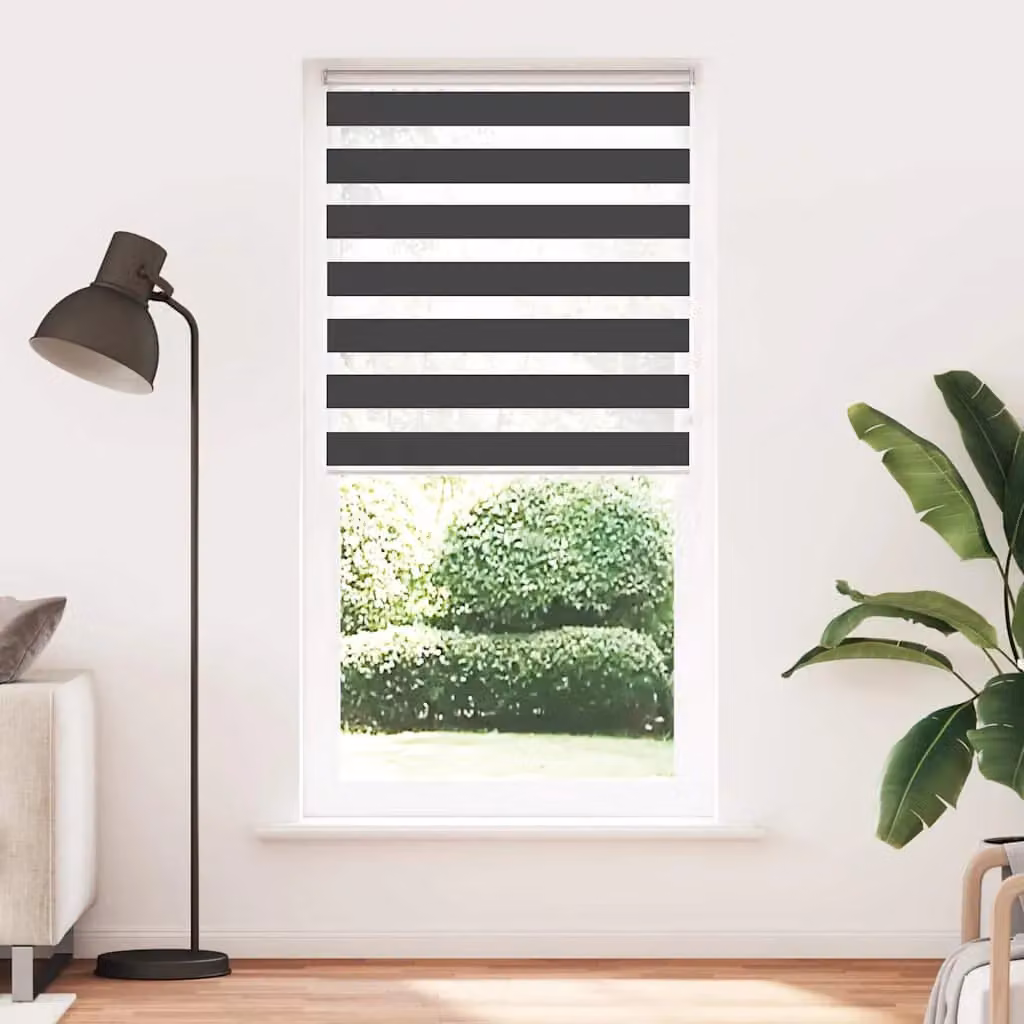 Berkfield Home Zebra Day and Night Blind in Black Polyester, W: 95 cm, H: 200 cm – 2