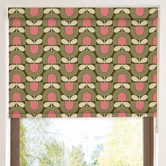 Orla Kiely Striped Tulip Blackout Made To Measure Roller Blind in Green, Pink and Multicolour