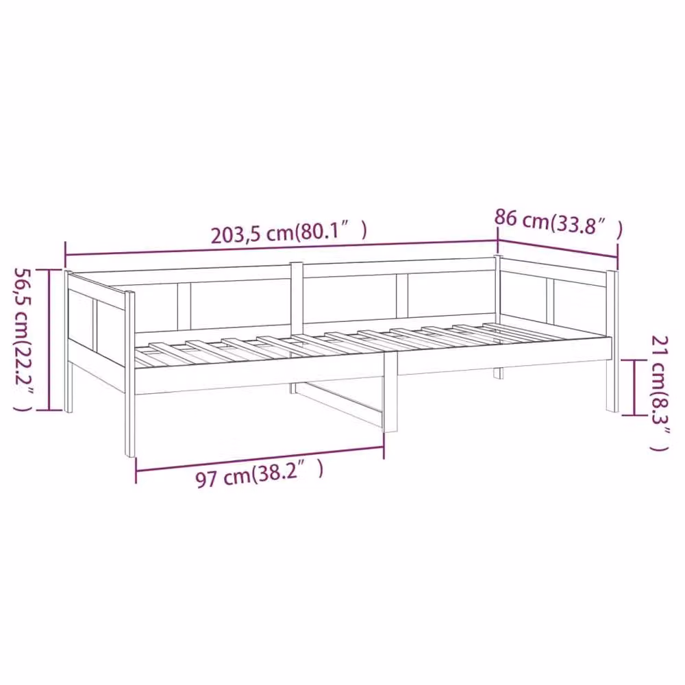 Berkfield Home Beautiful Day Bed in Solid Pine Wood, Beige, W/D/H: 200 x 80 x 56.5 cm – 3
