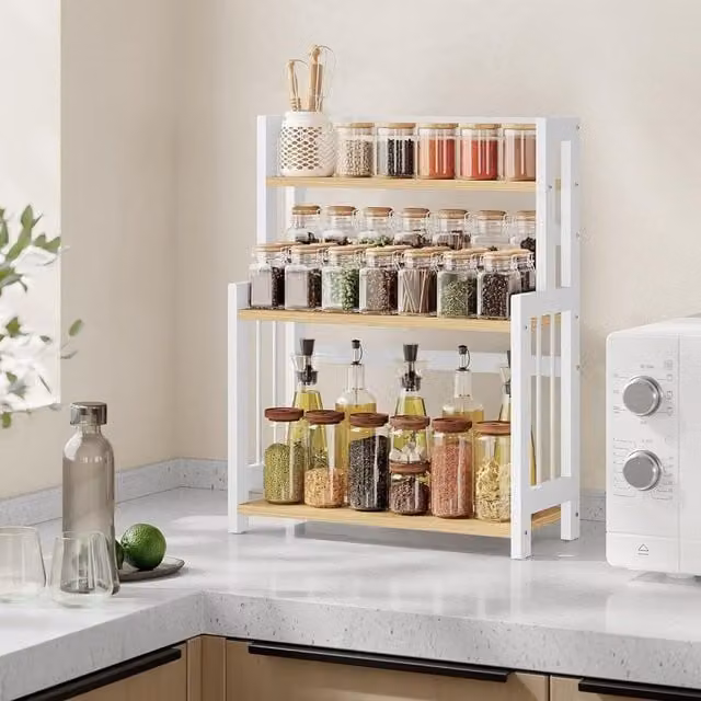 SONGMICS 3 Tier Bamboo Countertop Storage Organiser – 1
