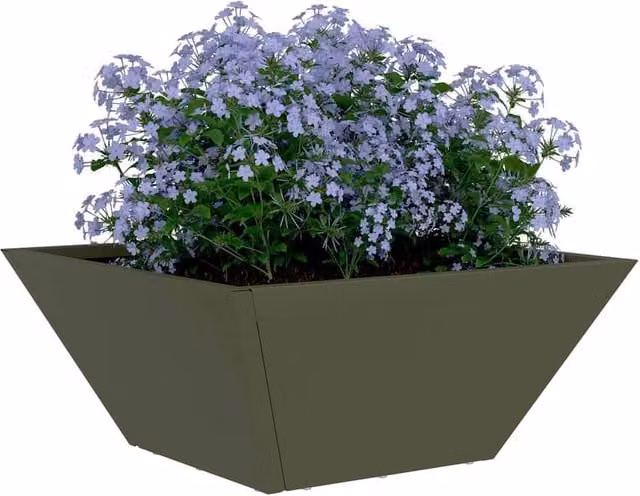 Berkfield Home 5 Piece Steel Planter Tub Set in Olive Green, W/D/H: 35 x 35 x 15 cm – 1