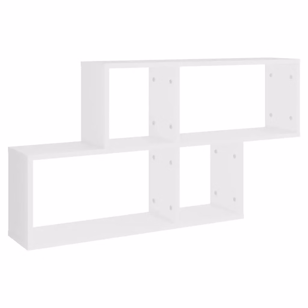 Berkfield Home White Wall Mounted Cube Shelf, W/D/H: 100 x 18 x 53 cm – 2