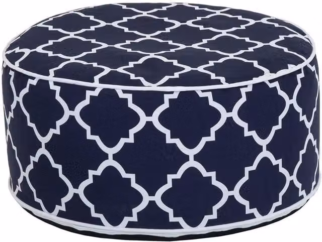 Charles Bentley Inflatable Indoor/Outdoor Foot Stool Pouffe Bean Bag in Blue and White Pattern, H 23 cm x W 53 cm x D 53 cm – 1