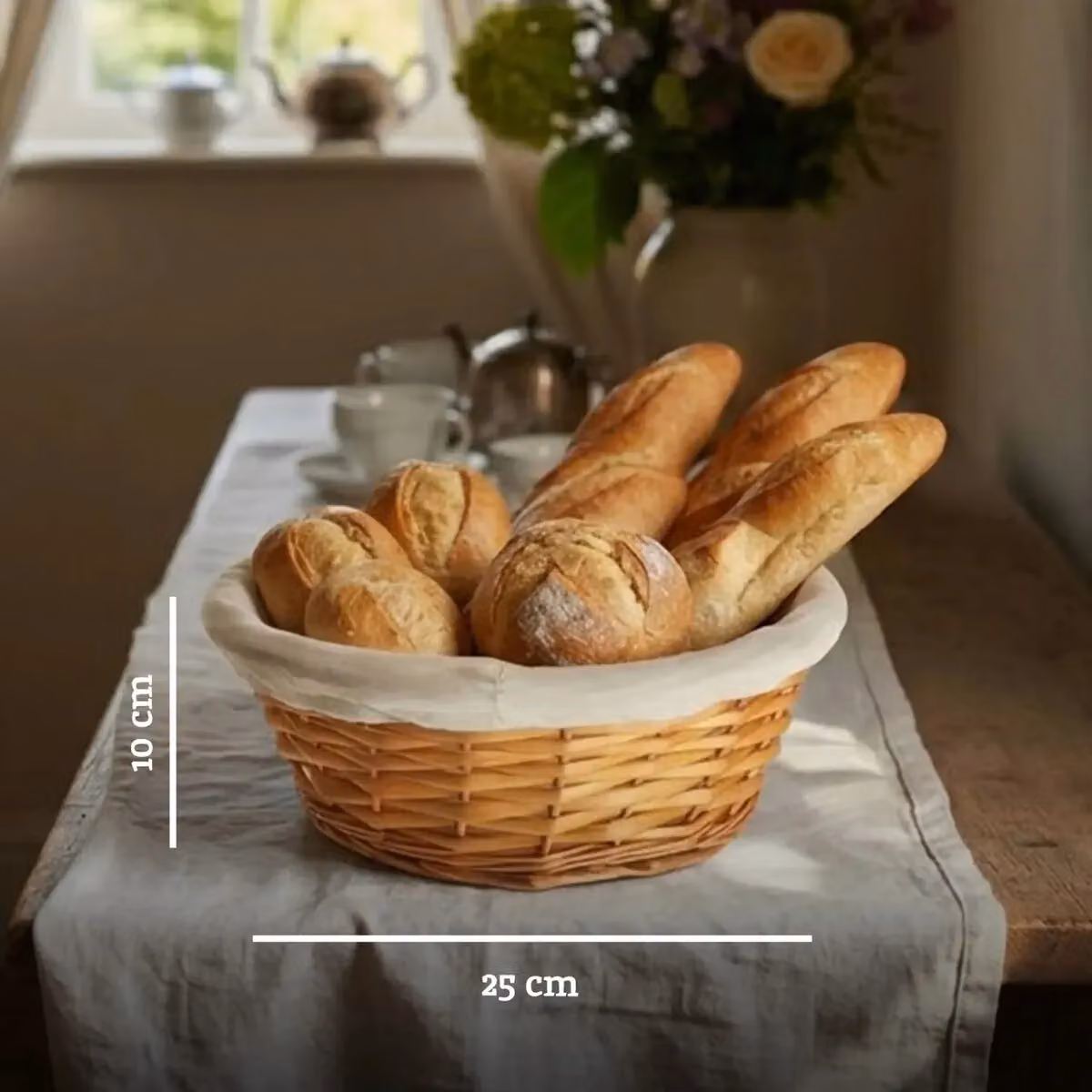 Orsina Natural Round Willow Wicker Storage Basket with Cream Fabric Liner – 2