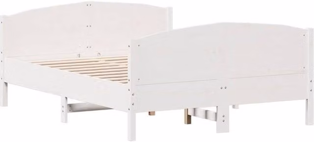 Berkfield Home Beautiful Solid Wood Pine Bed Frame in White, W/D/H: 200 x 140 x 74.5 cm