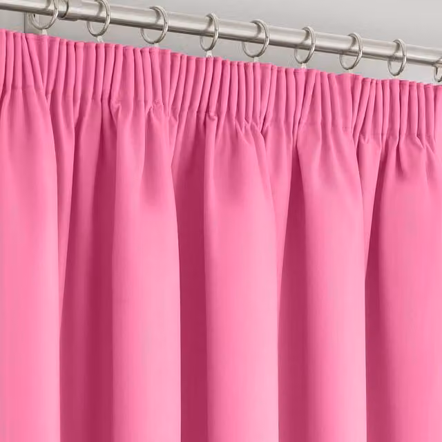 Velosso Manhattan Pencil Pleat Blackout Curtains in Pink, Width: 110 cm, Drop: 183 cm