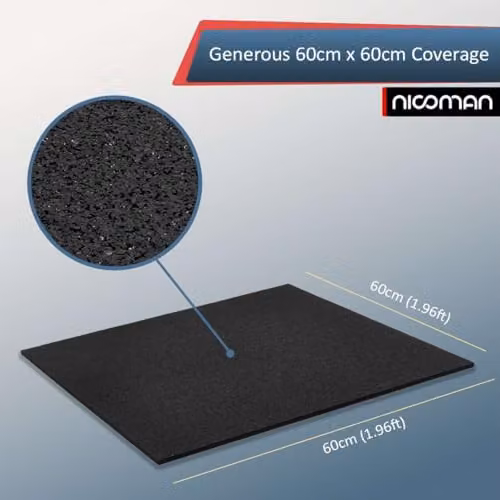 Nicoman Anti-Vibration Rubber Mat for Washing Machines and Tumble Dryers, Black, W/D/H: 60 x 60 x 0.8 cm – 2