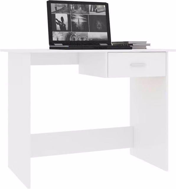 Berkfield Home Modern White Writing Desk, W/D/H: 100 x 50 x 76 cm