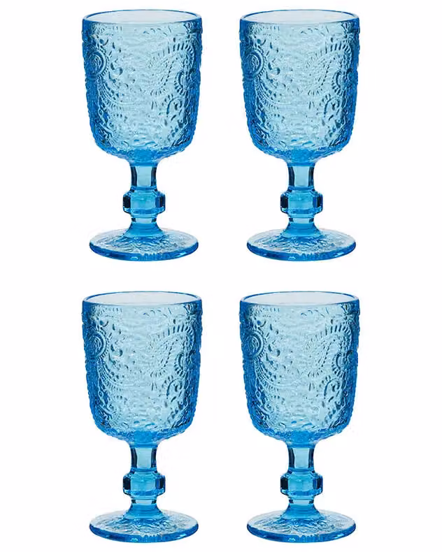 Dibor Set of 4 Blue Luxury Glass Wine Goblets, 300ml per glass – 2