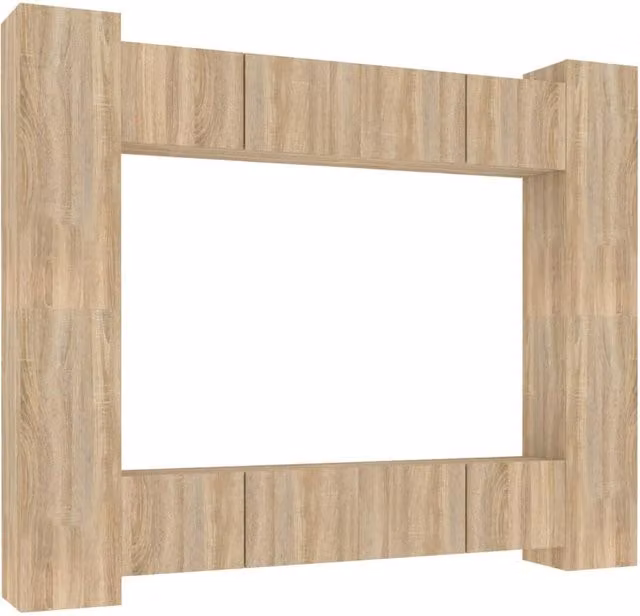 Berkfield Home 8 Piece Sonoma Oak TV Cabinet Set in Light Tan Beige