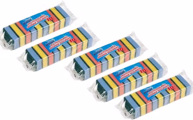 Pack of 50 Multicolour and White Sponge Scourers