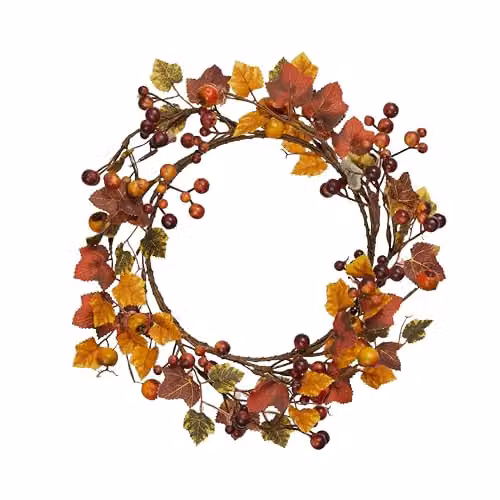 Lights4fun Autumnal Berry Wreath with 50 LED Micro Lights, Multicolour, Diameter: 40 cm – 2