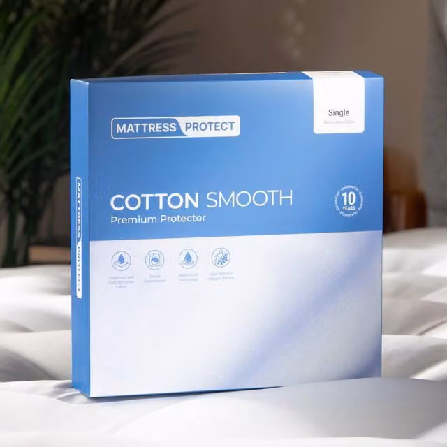 Arthur Waterproof Cotton Mattress Protector, White, W/D/H: 180 x 200 cm – 1