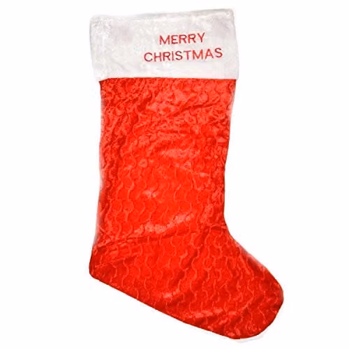 Shatchi 2 Pack of Giant Red Velvet Christmas Stockings, Red, H 88 cm x W 32 cm