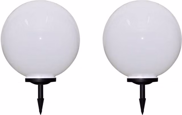 Berkfield Home Solar LED Outdoor Pathway Lamps with Ground Spike, 2 Piece Set, White, Height: 50 cm