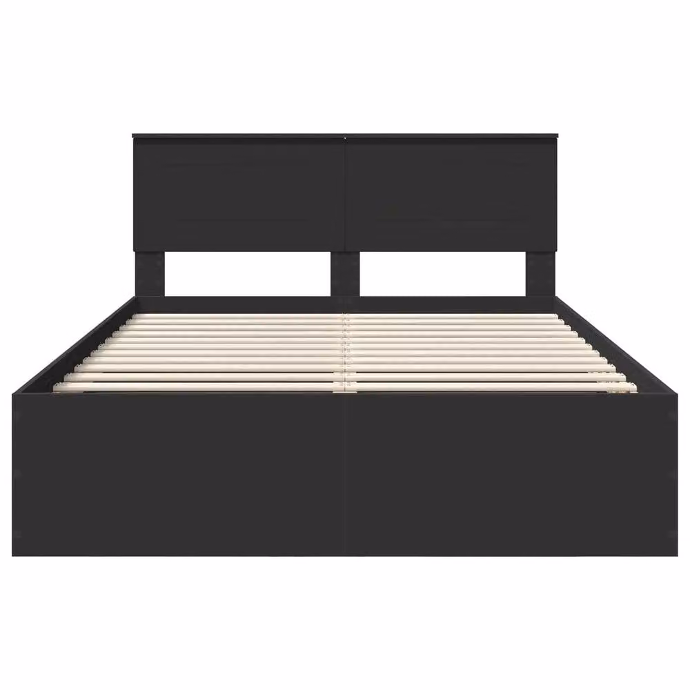 Berkfield Home Modern Bed Frame with Headboard in Black, Engineered Wood, W/D/H: 150 x 200 cm – 3