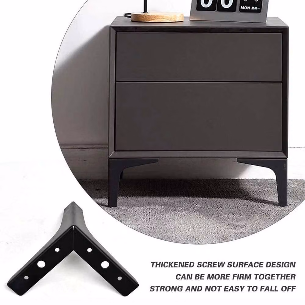 NESTLUNE 4-Piece Modern Metal Diamond Sofa Legs in Black, Height: 10 cm – 4