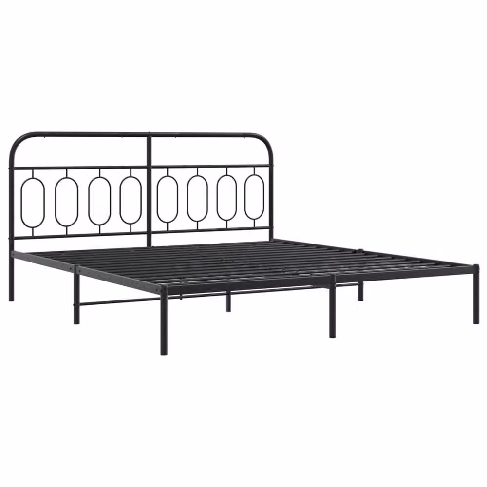 Berkfield Home Metal Bed Frame with Headboard, Black, W: 193 cm, D: 203 cm – 3