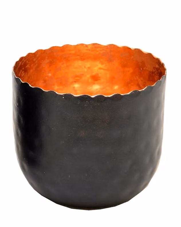 Dibor Traditional Small Metal Tealight Holder in Black and Bronze – 2