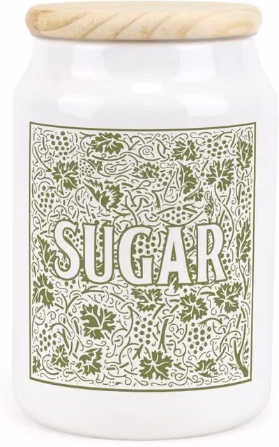 Purely Home Floral Green and White Ceramic Sugar Storage Canister