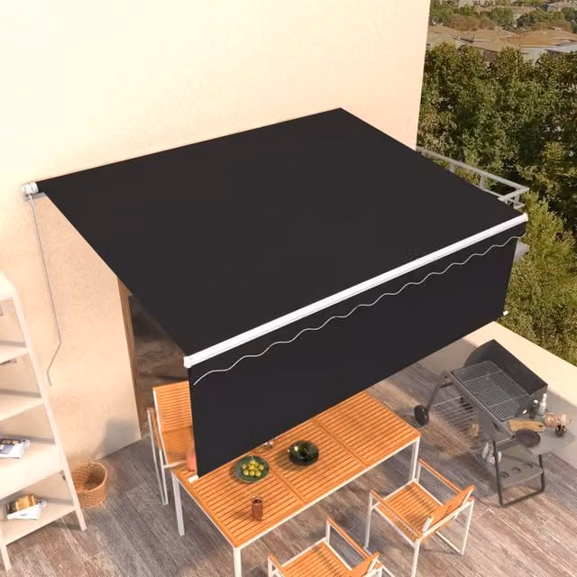 Berkfield Home Manual Retractable Awning with Blind, Anthracite and Black, W: 400 cm, D: 300 cm