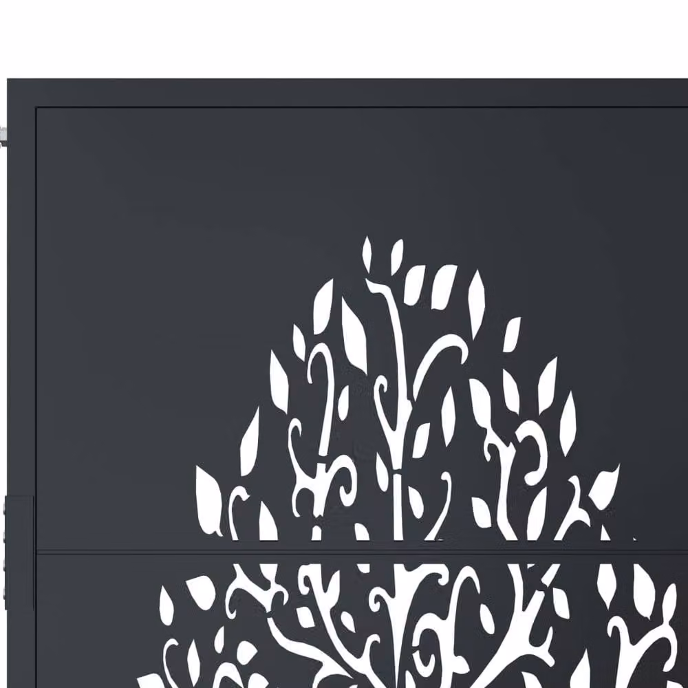 Berkfield Home Anthracite Steel Garden Gate with Tree Design, W: 105 cm, H: 130 cm – 4