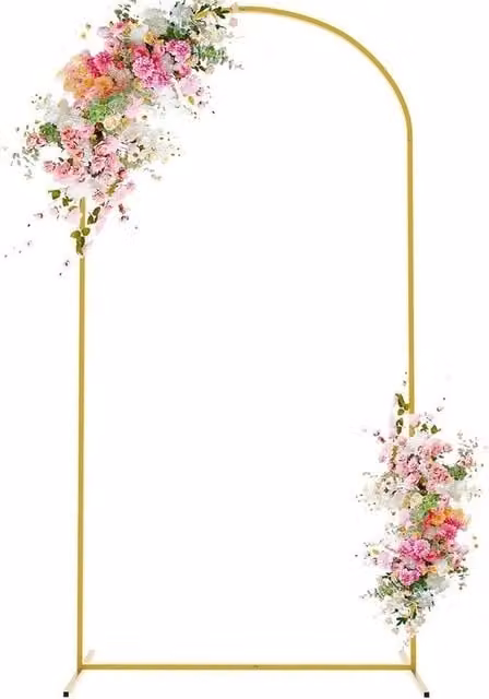 FLAVORA Gold Metal Wedding Arch Door Backdrop Stand for Floral Displays, W: 100 cm, D: 15 cm