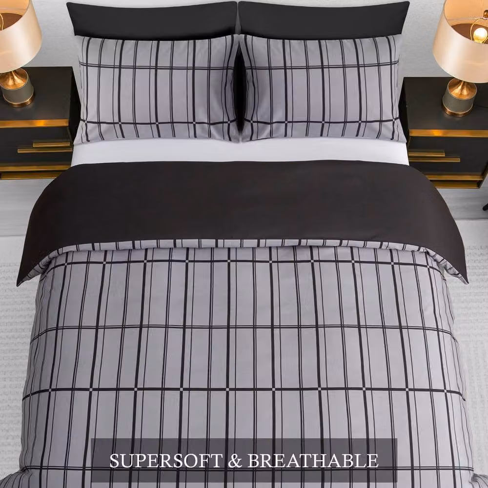 Grace Brushed Microfibre Duvet Cover Set in Grey, King Size (180 x 200 cm) – 5