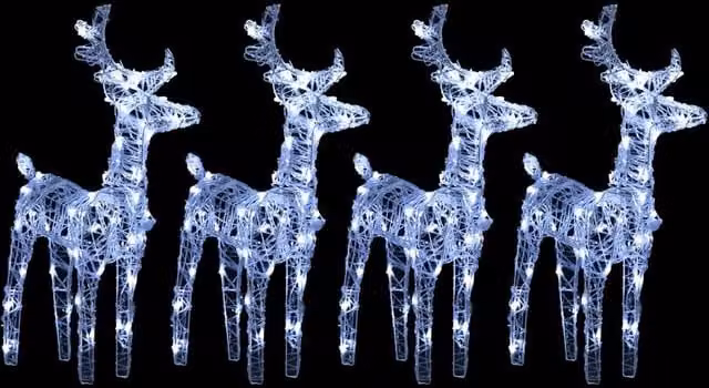 Berkfield Home Christmas Reindeer Set of 4, Cool White 160 LED Acrylic Decorations – 1