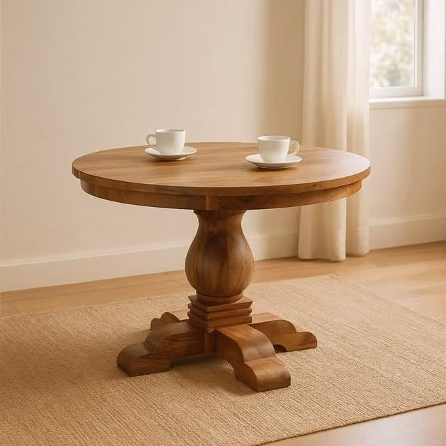 Artisan Furniture Valentina Round Solid Wood Dining Table in Brown