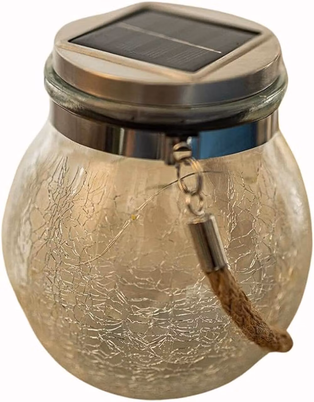 Marco Paul Solar LED Rattan Garden Lantern in Beige and Transparent – 2