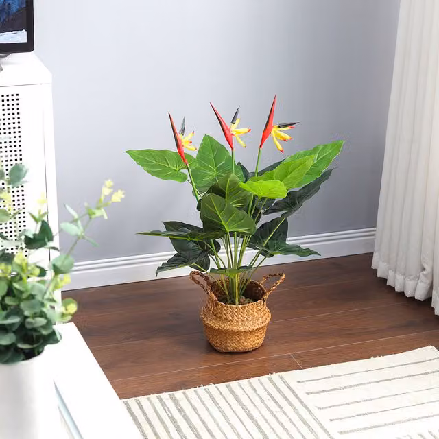 Livingandhome 75cm Artificial Green Potted Bird of Paradise Palm Tree