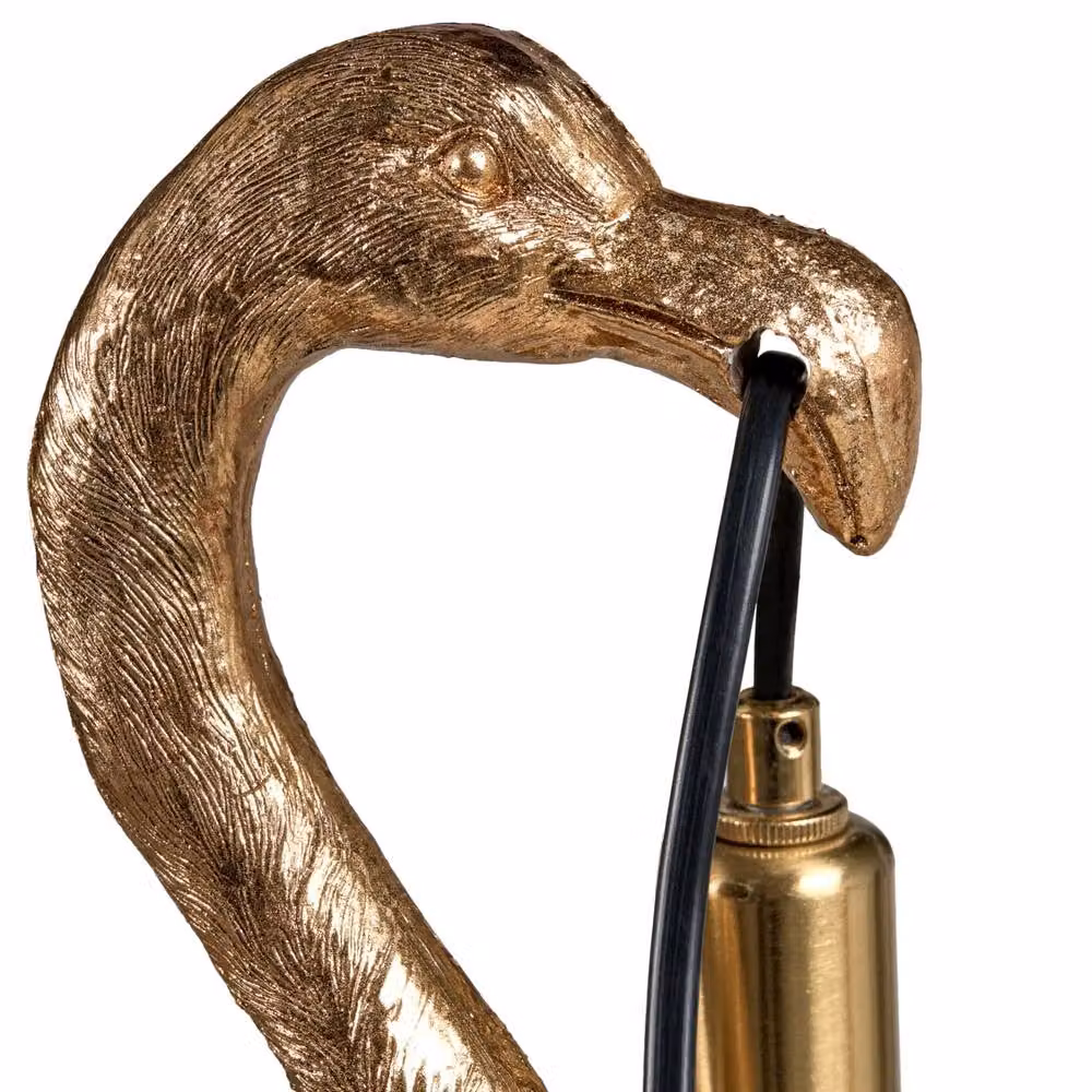 Wyld and Coco Flamingo Gold Table Lamp in Hand-Painted Polyresin with Glass Shade – 3