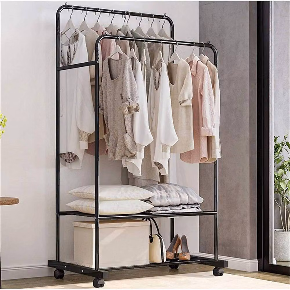 Havendro Industrial Pipe Clothes Rack with Shoe Storage in Matt Black – 3