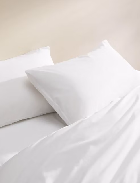 M&S 2 Pack Breathable Cotton Rich Plain White Pillowcases