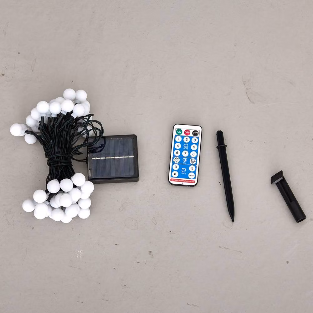 Living and Home Solar Powered LED Round Ball String Lights in White and Multicolour with Remote Control and Timer – 4