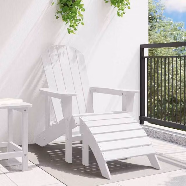 Berkfield Home Modern Adirondack Lounge Chair with Footrest in White HDPE