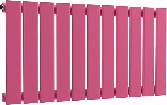 Lux Heat Flat Horizontal Steel Wall Mounted Radiator in Pink, W/H: 77.0 x 40.0 cm