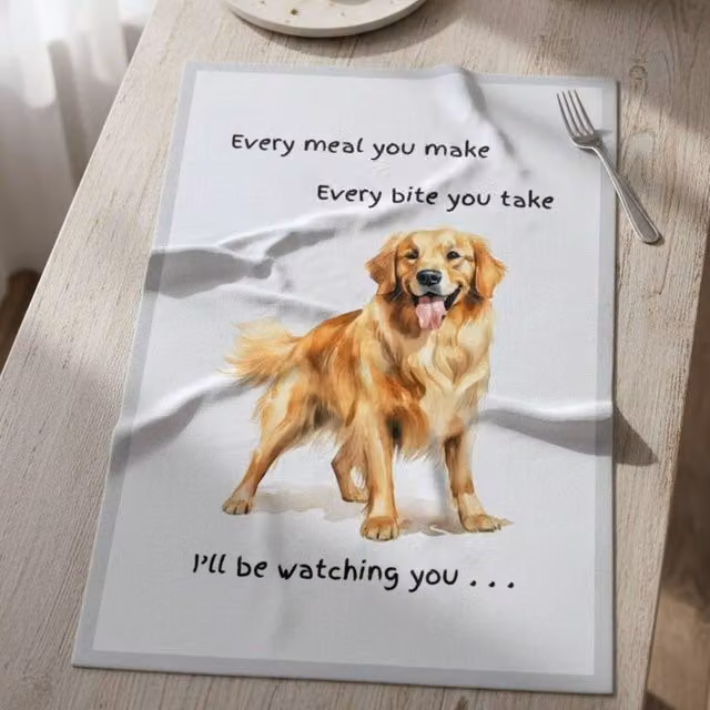 Animal Crackers Golden Retriever Funny Dog Tea Towel, White and Grey Cotton, 66 cm