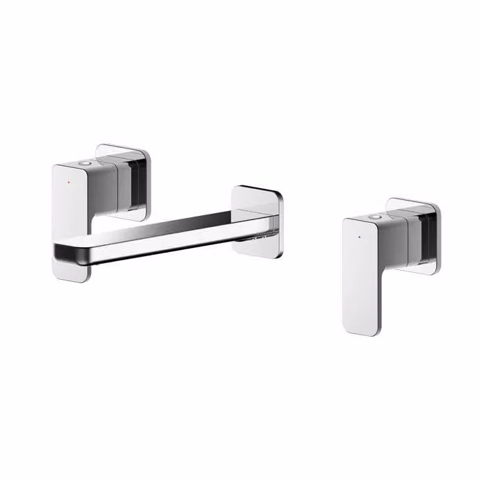 Windon Wall Mounted 3 Tap Hole Brass Basin Mixer in Chrome