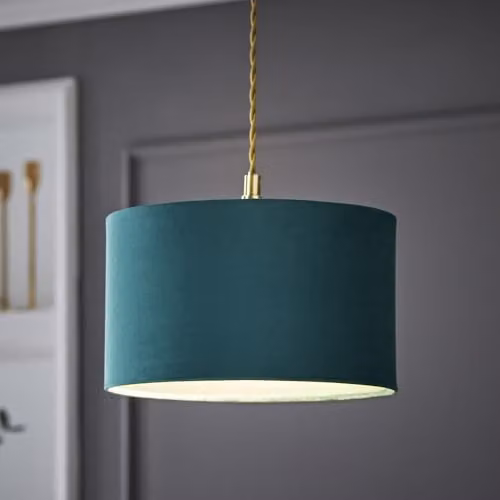 ValueLights Reni Modern Green Fabric Cylinder Drum Ceiling Lamp Shade, Width: 25 cm – 4
