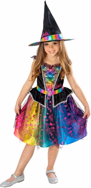 Mattel Barbie Girls Witch Costume Dress in Multicolour and Silver